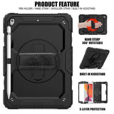 iPad 10.2" (2020 / 2019) Tough Case w. Hand Holder, Shoulder Strap & Screen Protector - Black