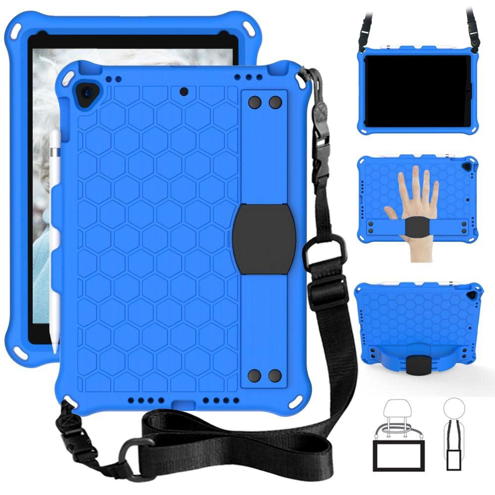 iPad 10.2" (2021 / 2020 / 2019) / iPad Pro 10.5 / iPad Air (2019) Kids Case w. Shoulder Strap - Beehive Pattern - Blue