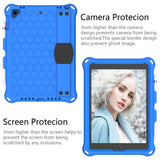 iPad (2018) / iPad (2017) / iPad Air / iPad Air 2 Kids Case w. Shoulder Strap - Beehive Pattern - Blue