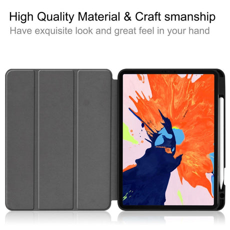 iPad Pro 12.9" (2022 / 2021 / 2020 / 2018) Tri-Fold Leather Case w. Apple Pencil Holder Blue