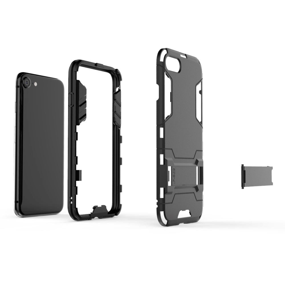 iPhone SE (2022 / 2020) / 8 / 7 Hybrid Tough Case w. Kickstand - Black