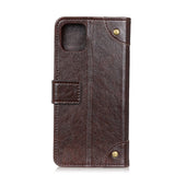 iPhone 12 / 12 Pro Vintage Neutral Leather Wallet Case - Coffee