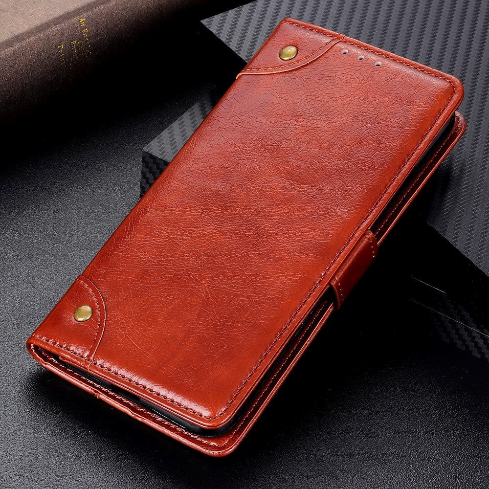 iPhone 12 / 12 Pro Vintage Neutral Leather Wallet Case - Brown