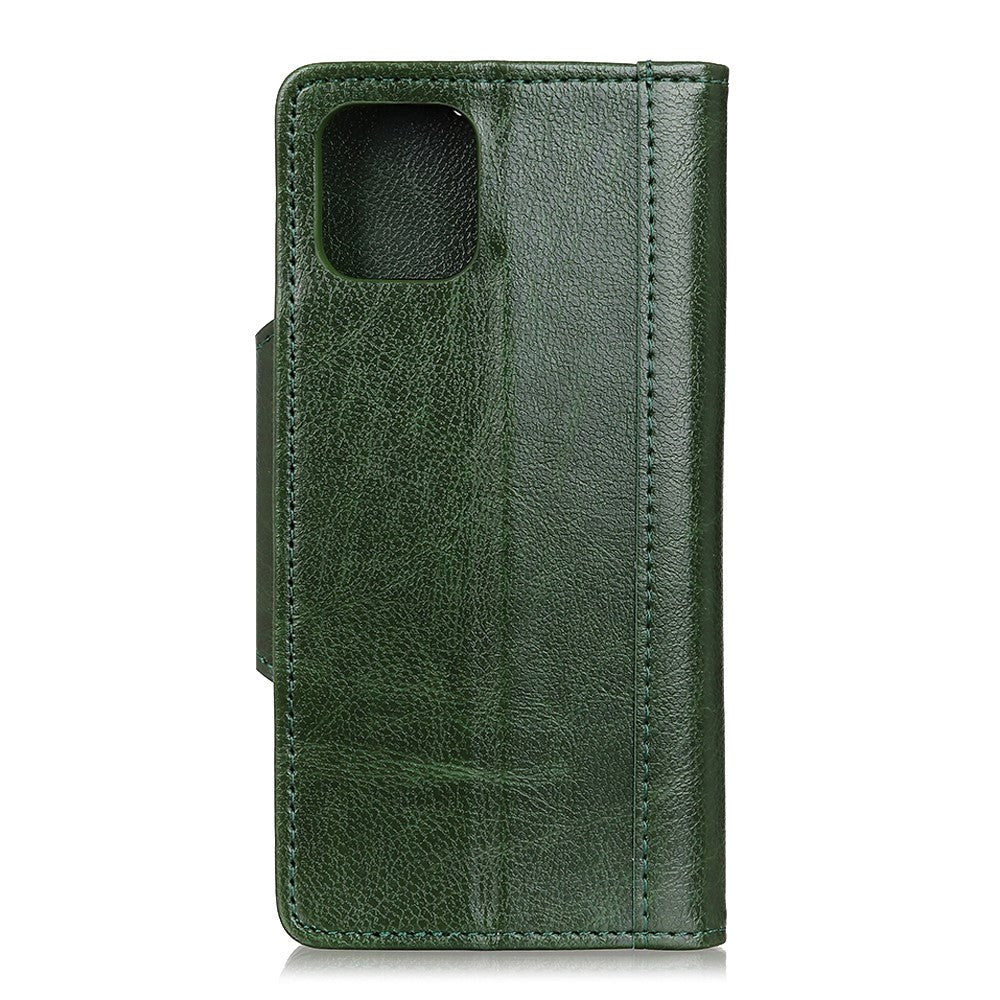 iPhone 12 / 12 Pro Glossy Retro Leather Wallet Case - Green