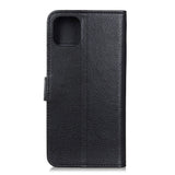 iPhone 12 / 12 Pro Litchi Leather Wallet Case - Black