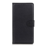 iPhone 13 Pro Max Litchi Leather Wallet Case - Black