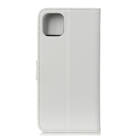 iPhone 12 / 12 Pro Litchi Leather Wallet Case - White