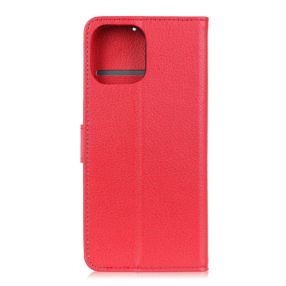 iPhone 12 / 12 Pro Litchi Leather Wallet Case - Red