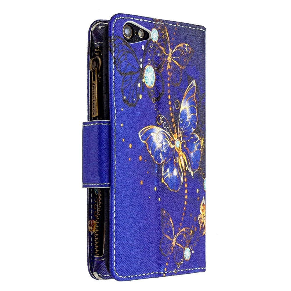 iPhone 6 / 6s Leather Case w. Large Wallet - Gold Butterfly