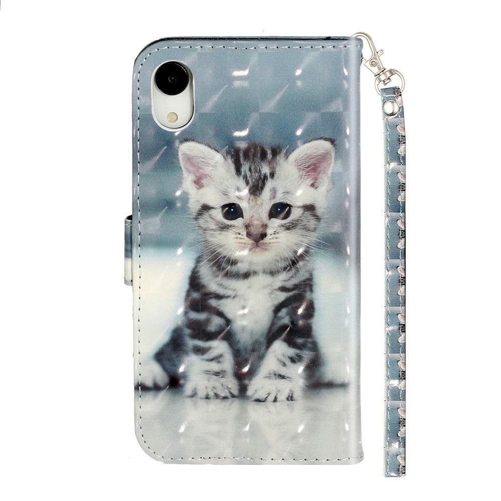 EIDERWOOD iPhone XR Leather Flip Case with Wallet and Strap - Cat