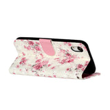 EIDERWOOD iPhone XR Leather Flip Case with Wallet and Strap - Flowers