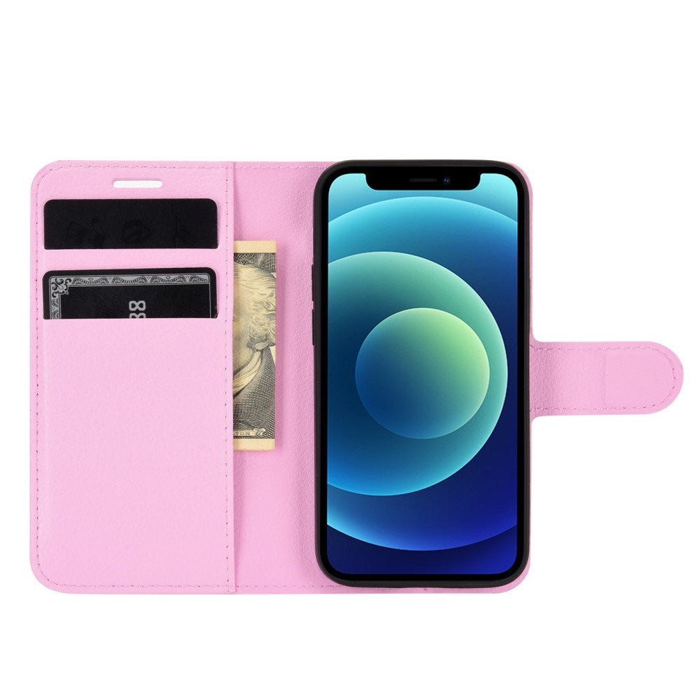 EIDERWOOD iPhone 12 Mini Faux Leather Flip Case with Cardholder & Stand Function - Pink