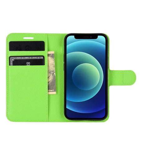 EIDERWOOD iPhone 12 Mini Faux Leather Flip Case with Cardholder & Stand Function - Green