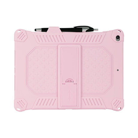 iPad 10.2" (2021 / 2020 / 2019) Rubber Tough Case w. Stand, Penholder & Shoulder Strap - Pink