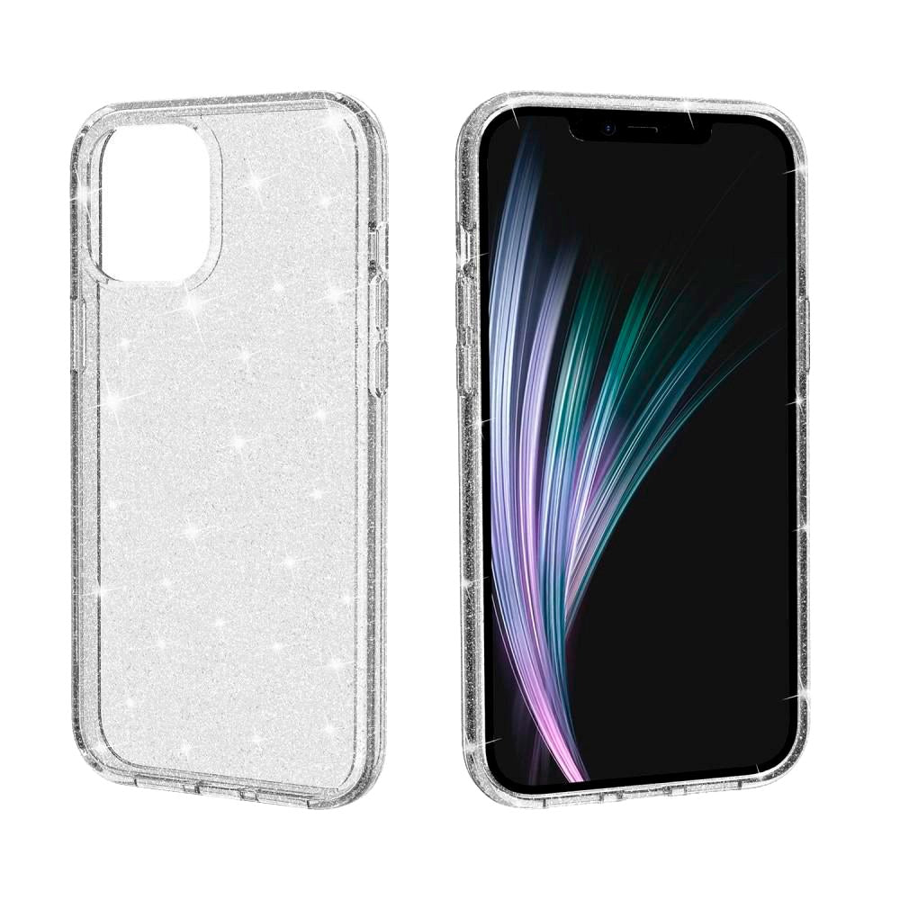 iPhone 12 / 12 Pro Hybrid Plastic Case w. Glitter - Transparent