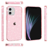 iPhone 12 Mini Hybrid Plastic Case w. Glitter - Transparent / Pink