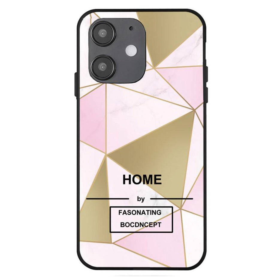 iPhone 12 Mini Case with Print - Geometry - Pink / Gold