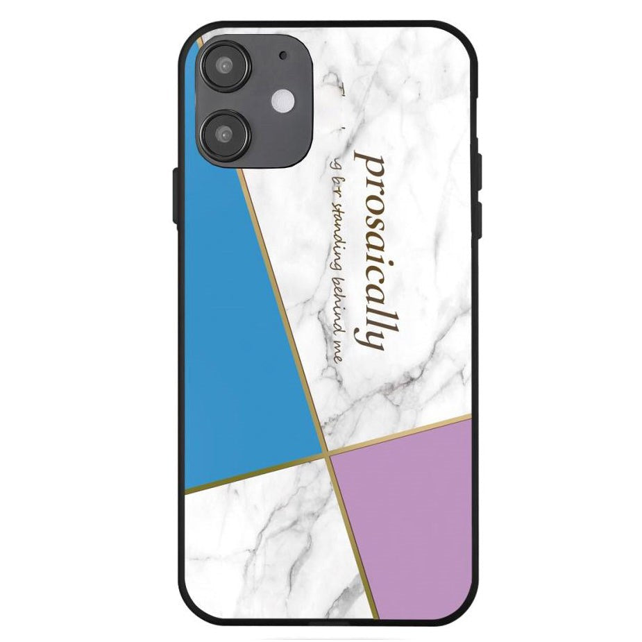 iPhone 12 Mini Case with Print - Geometry - Pink / Blue / White Marble