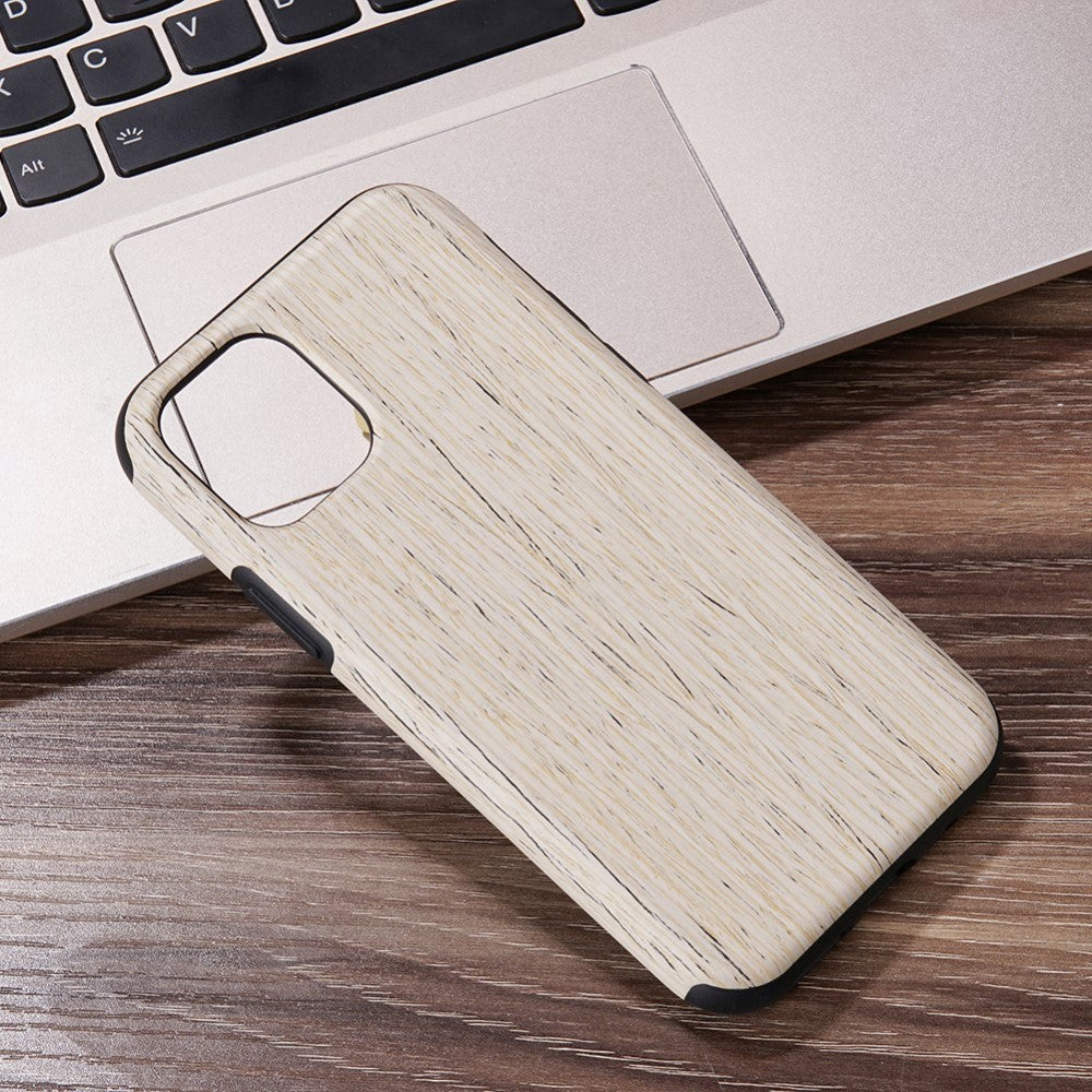 iPhone 12 / 12 Pro Plastic Case w. Wood Texture Striped Wood - White