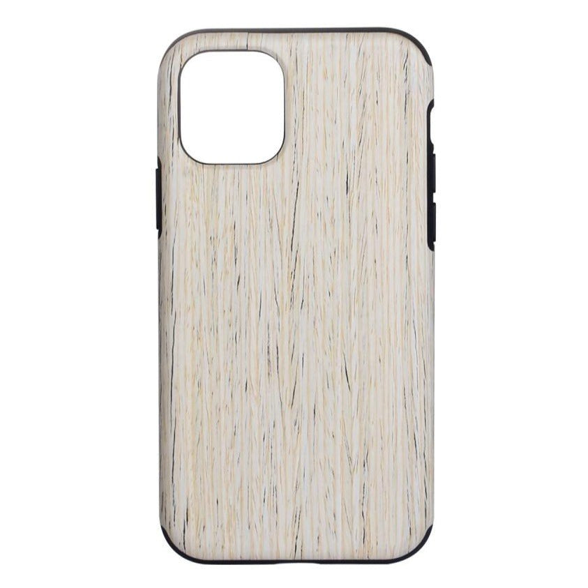 iPhone 12 / 12 Pro Plastic Case w. Wood Texture Striped Wood - White