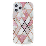 iPhone 12 / 12 Pro Plastic Case - Pink / White Marble