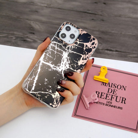 iPhone 12 Pro Max Plastic Case - Black Marble