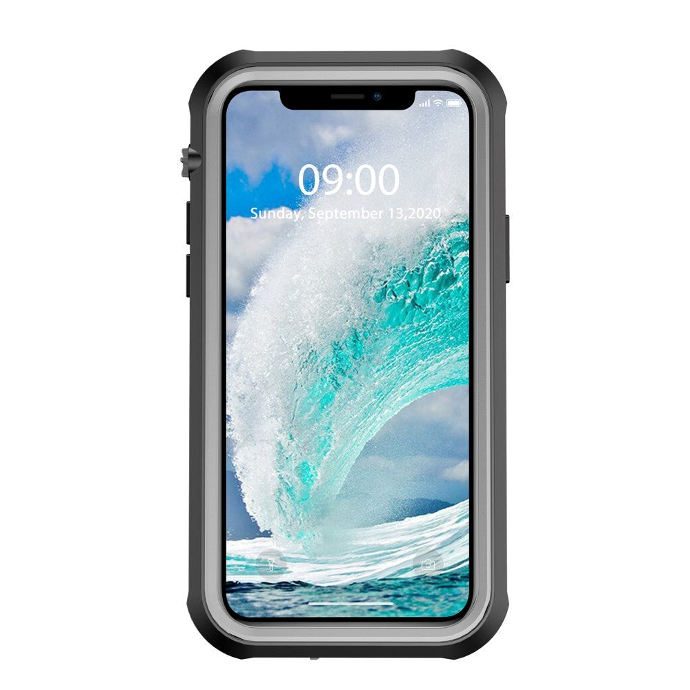 iPhone 12 Pro Max Waterproof Tough Case w. Screen Protector - Transparent / Black