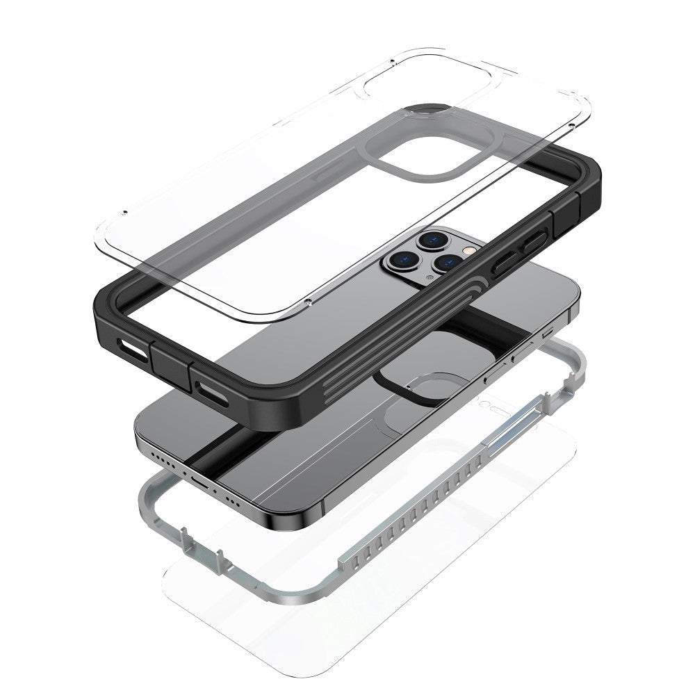 iPhone 12 / 12 Pro Heavy Duty Case - Tough Case - Transparent / Black