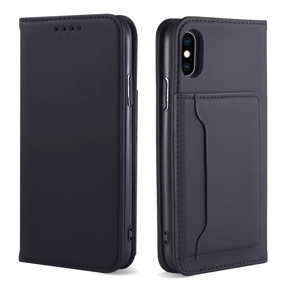 iPhone XS Leather Flip Case w. Extra Card Pocket - Black