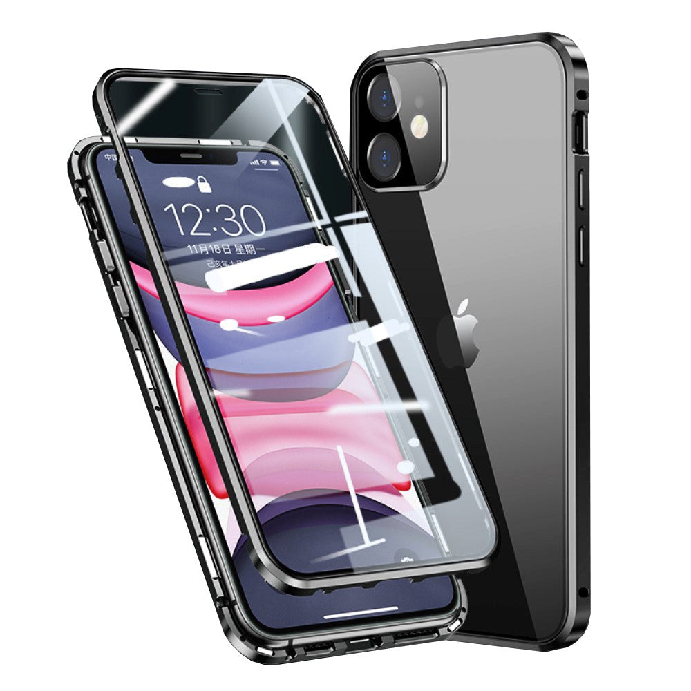 iPhone 11 360⁰ Magnetic Case w. Glass Back & Front - Black