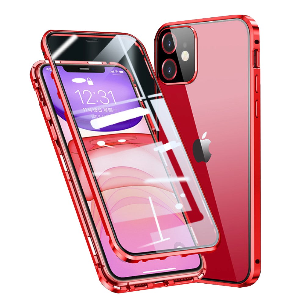 iPhone 11 360⁰ Magnetic Case w. Glass Back & Front - Red