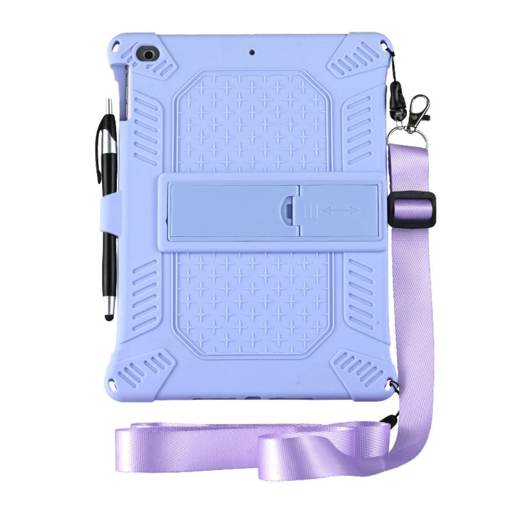 iPad 9.7" (2017 / 2018) Rubber Tough Case w. Stand, Penholder & Shoulder Strap - Purple