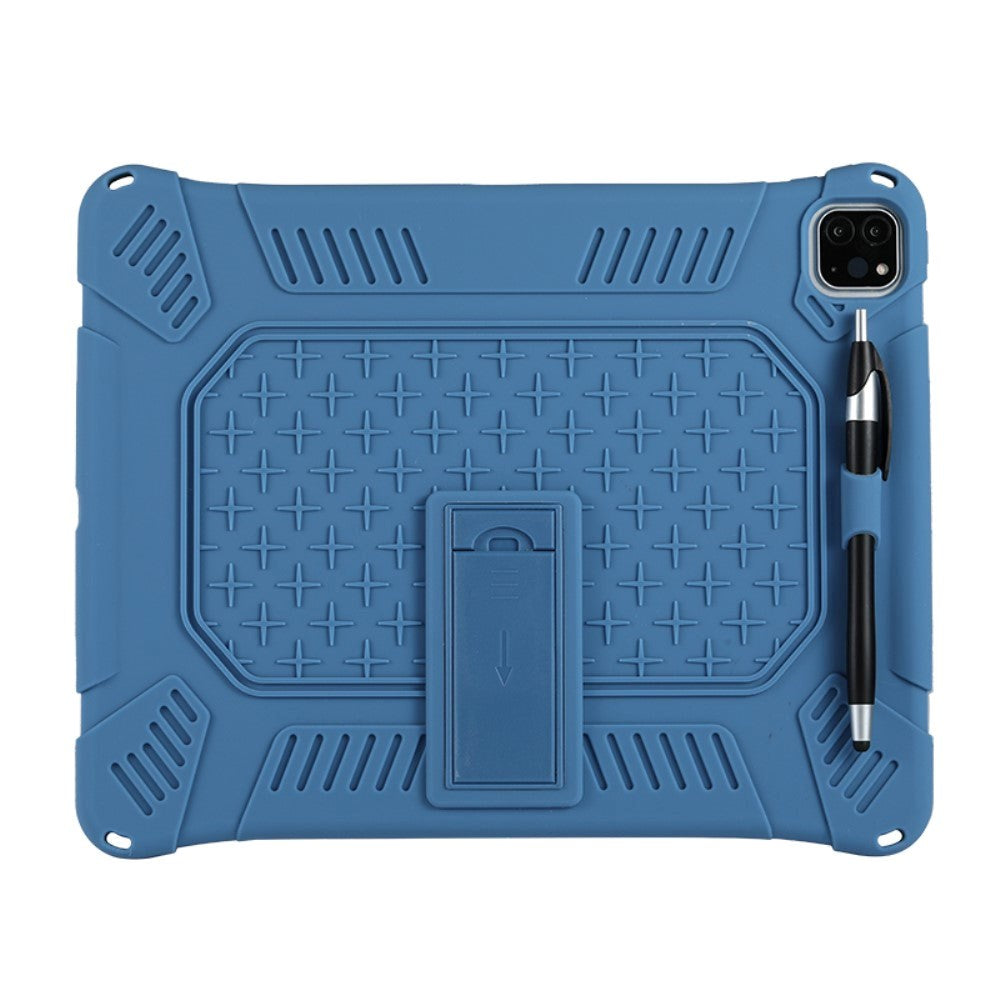 iPad Pro 12.9" (2021 / 2020 / 2018) Rubber Tough Case w. Stand, Penholder & Shoulder Strap - Blue