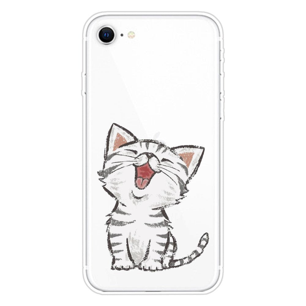 iPhone SE (2022 / 2020) / 8 / 7 Flexible Transparent Plastic Case with Print - Cat