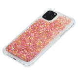 iPhone 12 Mini Plastic Case w. Glitter - Transparent / Pink