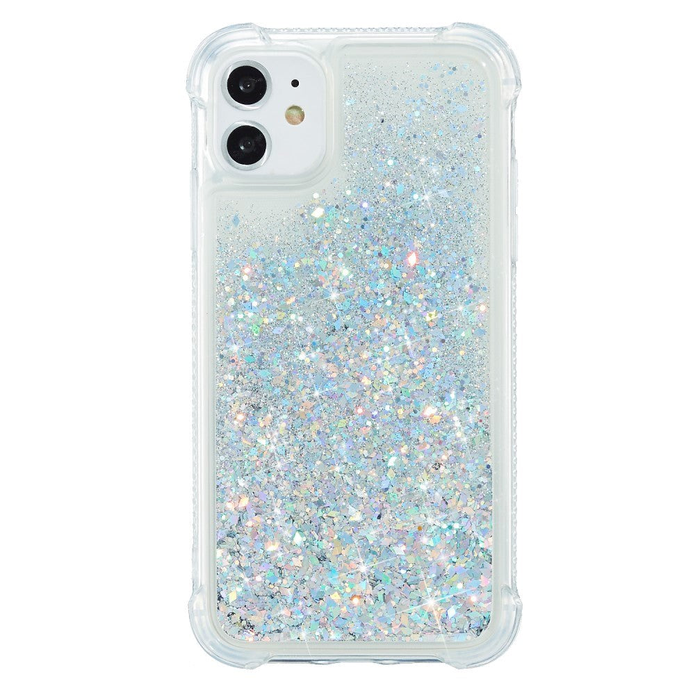 iPhone 12 / 12 Pro Plastic Case w. Glitter - Transparent / Silver