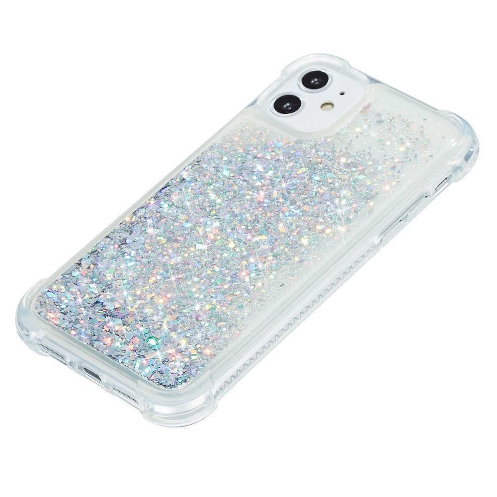 iPhone 12 / 12 Pro Plastic Case w. Glitter - Transparent / Silver