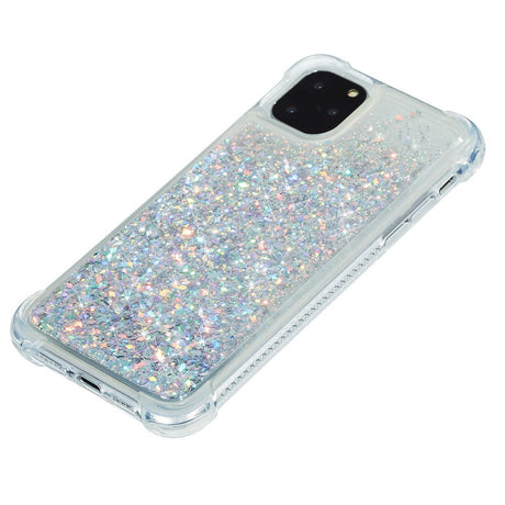 iPhone 12 Pro Max Plastic Case w. Glitter - Transparent / Silver