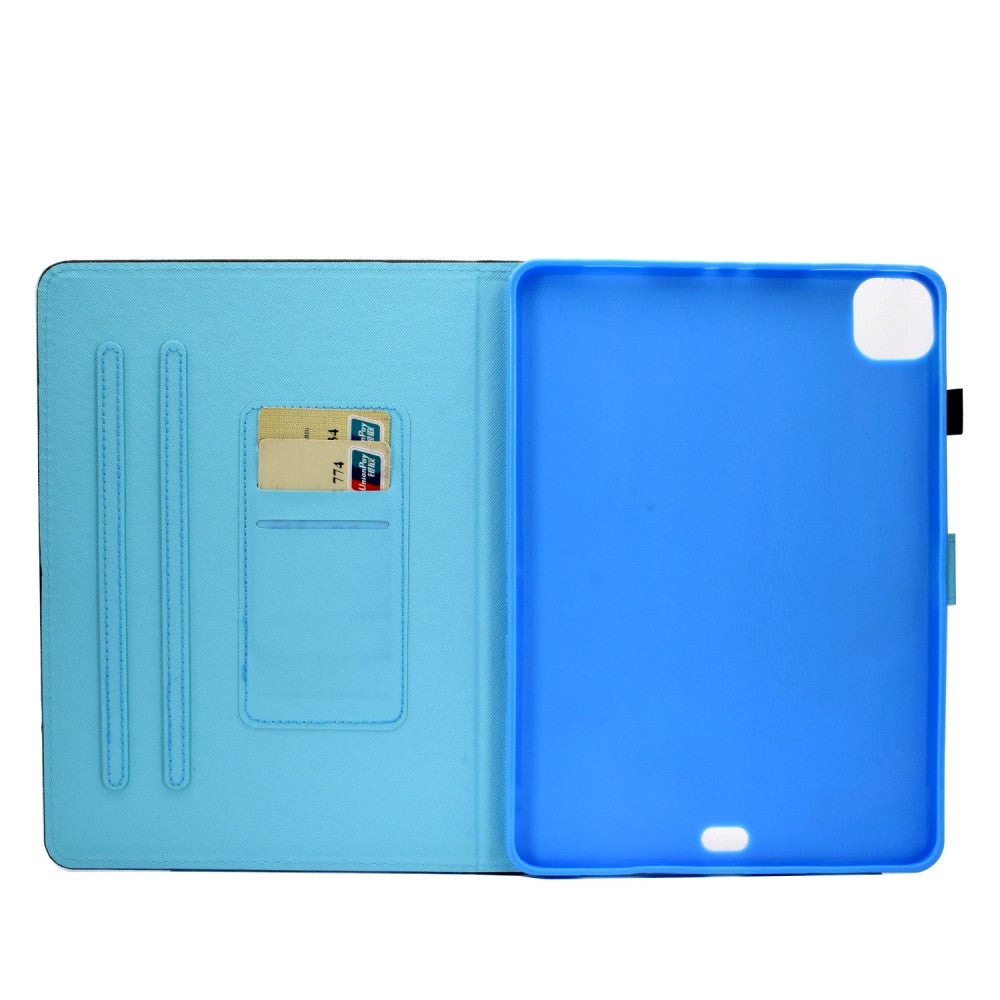 iPad Air 10.9-11" (2024-2020) / Pro 11" (2022-2018) Case w. Stand, Card Holder & Apple Pencil Holder - Blue Owl