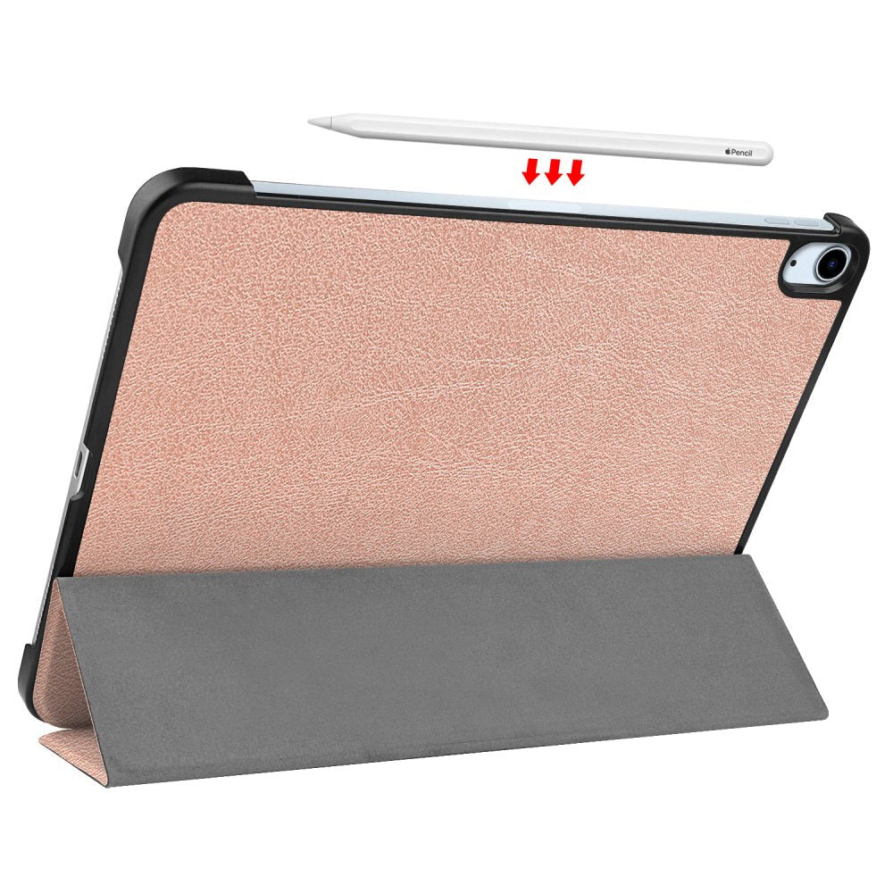 EIDERWOOD iPad Air 10.9-11" (2024-2020) Litchi Tri-Fold Leather Case - Rose Gold