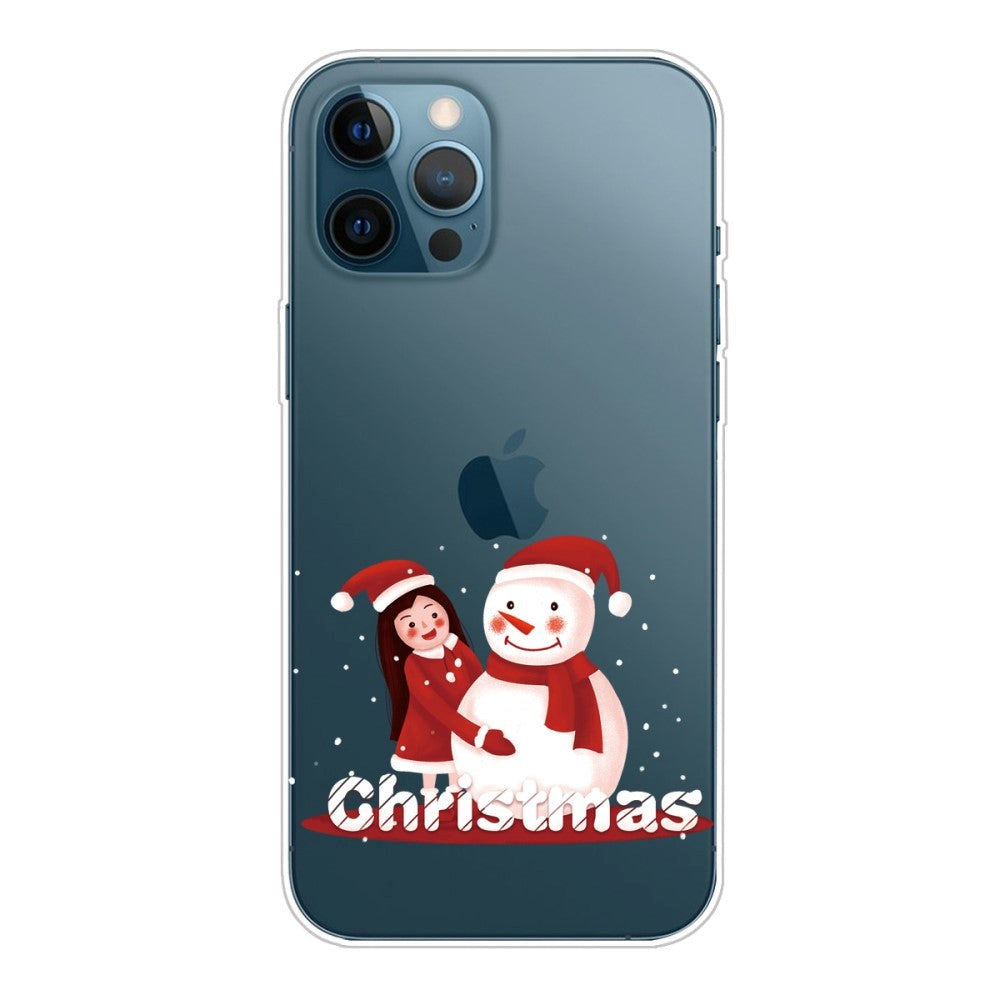 iPhone 12 Max Pro Flexible Plastic Christmas Case - Girl With Snowman