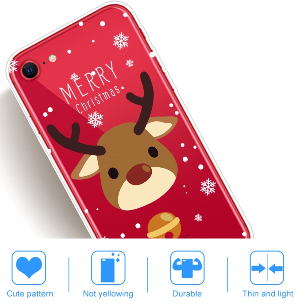 iPhone SE (2022 / 2020) / 8 / 7 Flexible Transparent Christmas Case - Reindeer w. Bell