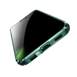 iPhone 12 Pro Magnetic Case w. Privacy Glass Back and Front and Locking Function - Green