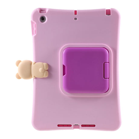 PEPKOO iPad 10.2" (2021 / 2020 / 2019) Kids Case w. Stand & Bear - Pink / Beige