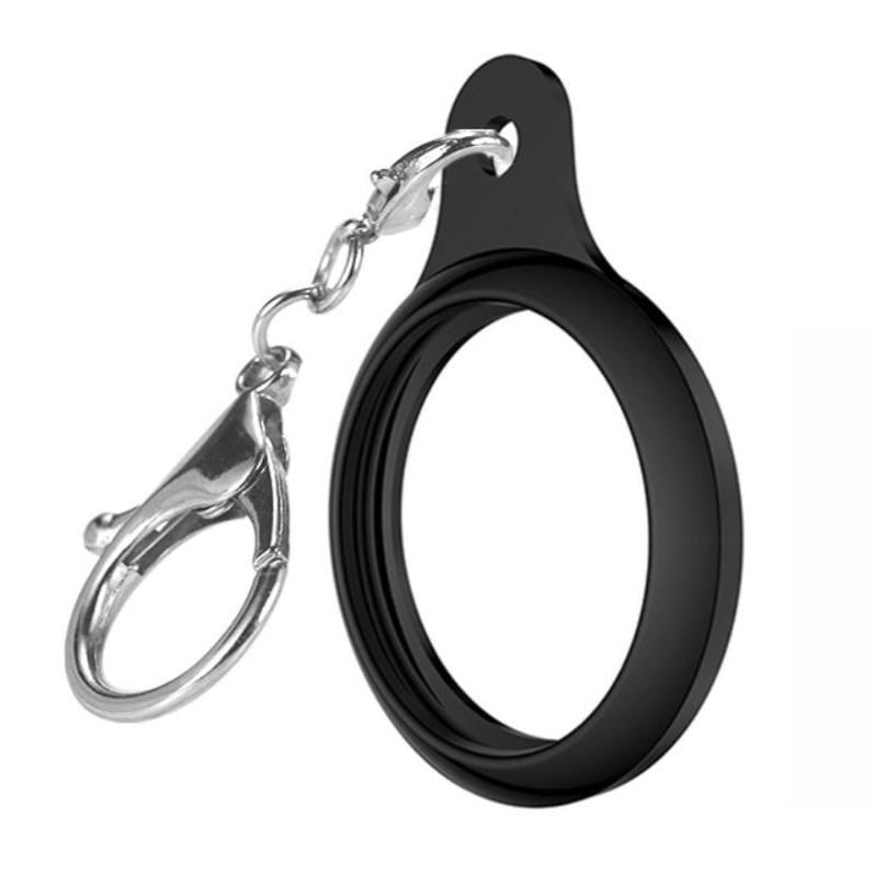 AirTag Flexible Plastic Case w. Keychain- Black