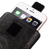 Universal Leather Sleeve with Card Pocket Black Vol. 2 - (Max. Phone: 160 x 79 x 8 mm)