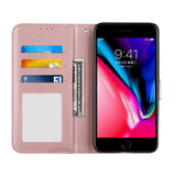 iPhone 8 Plus / 7 Plus Leather Flip Case with Wallet and Strap - Pink