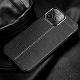 iPhone 13 Pro Flexible Plastic Case Litchi Texture - Black