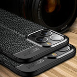 iPhone 13 Pro Flexible Plastic Case Litchi Texture - Black