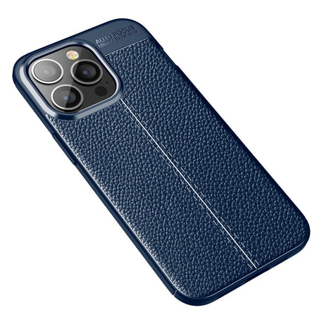 iPhone 13 Pro Flexible Plastic Case Litchi Texture - Blue